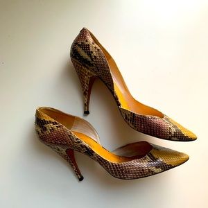 SCRUPLES vintage size 11 brown python D’orsay pumps